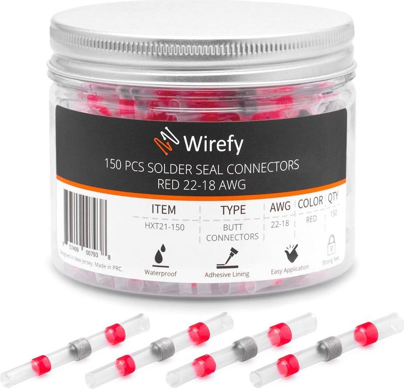 Wirefy - Krimpkous Soldeerverbinder - Rood - 150 Stuks - Waterdicht