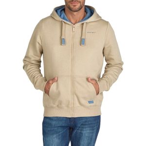DENIMFY Heren Sweatjack DFLeo regular fit Beige S Volwassenen