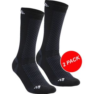 Craft Mid Socks (2-pack)  Wintersportsokken - Maat 43-45 - Unisex - zwart