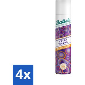 4 x Batiste - Extra Volume - Droogshampoo - Geeft Meer Volheid - Frist Vet Haar Op - 200ml - Droogshampoo - Volume Shampoo - Haar Volume - Haar Textuur - Haar Styling