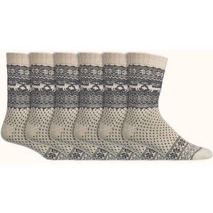 Noorse sokken | Merinowol | Alpacawol | Kleur: Wol wit | Dames & Heren | 6 paar