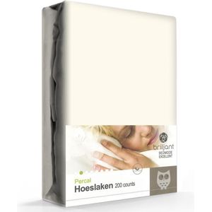 Egyptische Percal Katoen Hoeslaken Ecru-140 x 220 cm