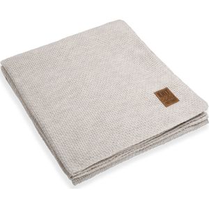 Knit Factory Jesse Gebreid Plaid XL - Woondeken - plaid - Wollen deken - Kleed - Beige - 195x225 cm