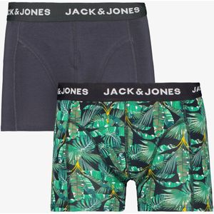 Jack & Jones heren boxershorts met blaadjesprint 2-pack - Groen - Maat L