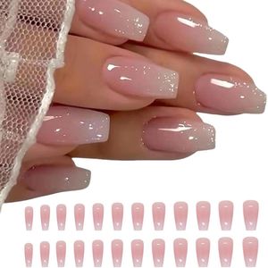 24 stuks korte vierkante kunstnagels met schattige stijldesigns - om op te drukken