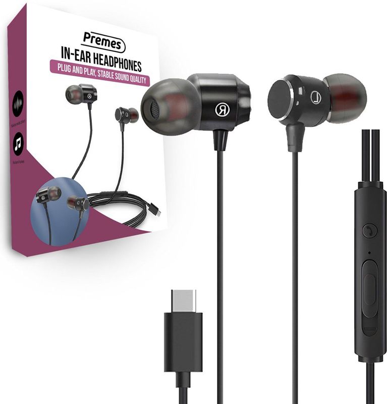 Premes - In-Ear Oortjes - Zwart - USB-C - Met Microfoon - Bedraad