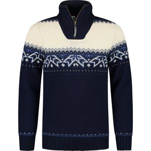 Norfinde Noorse trui met traditioneel sterrenpatroon- 100% wol - donkerblauw