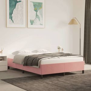 vidaXL Bedframe Fluweel Roze 140x200 cm Roze Bedframe - Velvet Bedframe - Tweepersoons Bedframe - King Size Bedframe - Boxspring Bedframe - Design Bedframe - Rozenkleurige Kamerdecoratie