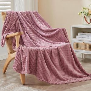 Zachte pluche sherpa-fleecedeken - warm en comfortabel - dubbellaags - 3D-touch-ervaring - perfect voor bed - bank en stoel - grijs-paars - 127 -7 x 152 -4 cm