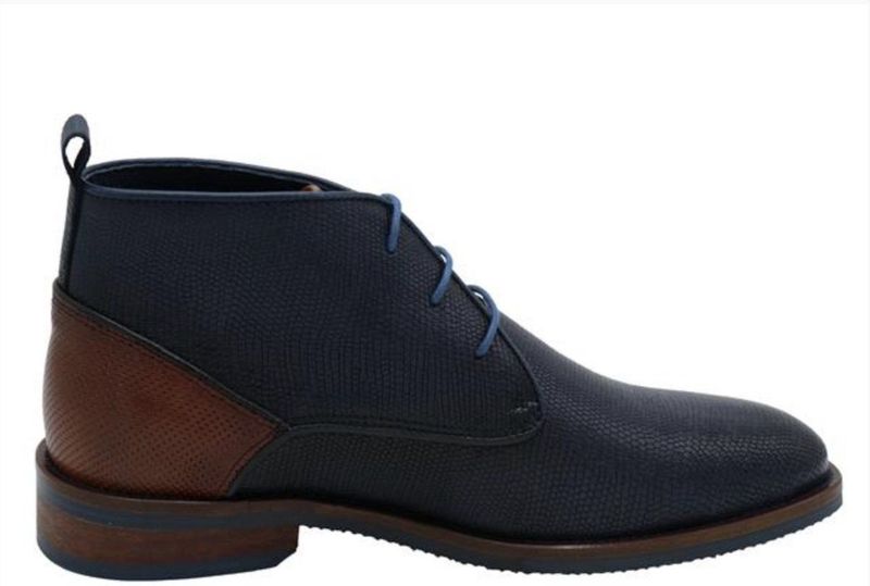 Berkelmans - Dakar - Nette Schoen - Donkerblauw - Geprint Leer - Cognac Accent