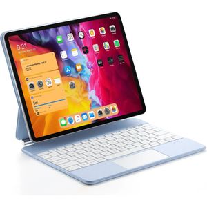 Toetsenbord Hoes Geschikt Apple iPad Air 13 inch (2024) & iPad Pro 12.9 (2018/2020/2021/2022) - Bluetooth Magnetisch Keyboard Case - met Touchpad Muis en Verlichting - Licht Blauw - QWERTY