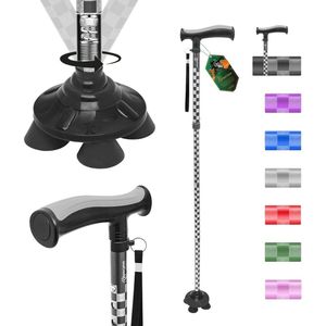 Opvouwbare Wandelstok voor Senioren - Verstelbaar en Lichtgewicht met Zachte TPR Handgreep