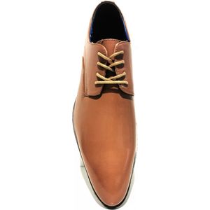 Nette heren schoenen | bruin met blauwe veters | maat 42