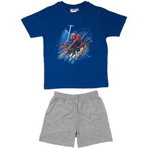 Marvel Spiderman Pyjama / Shortama - Blauw/Grijs - Katoen - Maat 134/140