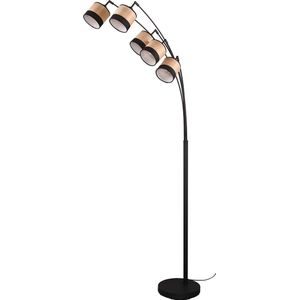 LED Vloerlamp - Torna Lazo - E14 Fitting - 5-lichts - Rond - Mat Zwart - Metaal