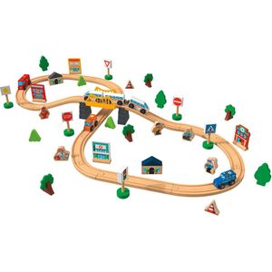 Houten treinbaan - Stad - 57 stuks - Playtive - Treinbaan - Hout - Treinbaanset - Citylife - VI Online Products
