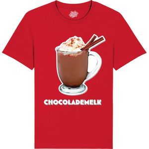 Chocolademelk - Foute kersttrui kerstcadeau - Dames / Heren / Unisex Kleding - Grappige Kerst en Oud en Nieuw Drank Outfit - T-Shirt - Unisex - Rood - Maat XL