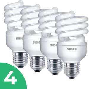 Sidef - Spiraal Spaarlamp E27 - 13W - Daglicht - 4 stuks