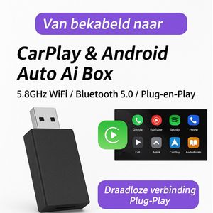 CarPlay Dongle Wireless Adapter – Draadloze Apple CarPlay en Android Auto - Carplay Adapter -Wireless Carplay Adapter - AA Wireless Two – Universele CarPlay Adapter voor Auto – Eenvoudige Plug & Play Connectie – Sinterklaas - Black fryday deals