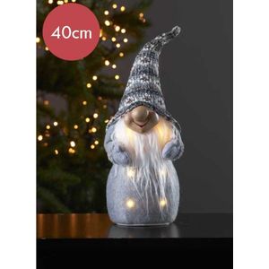 Grote verlichte kerstpop grijs - 40cm