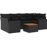 vidaXL - 7-delige - Loungeset - met - kussens - poly - rattan - zwart