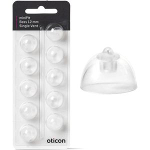 Oticon minifit BASS dome MAAT: 12 MM - SINGLE VENT. - Blister van 10 stuks - voor MiniRite luidspreker
