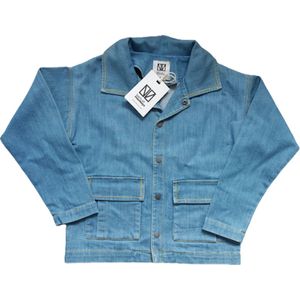 Denim jacket zig stitch maat 128 licht blauw