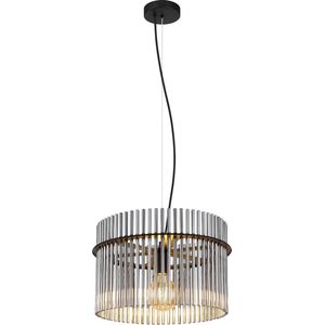 Glory Hanglamp 1 lichts zwart met smoke glas staven - Modern - Globo