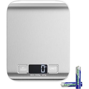 Digitale Keukenweegschaal tot 10 kg | Precisieweegschaal met LED-display en Tara-functie | RVS, 1g Nauwkeurigheid