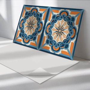 Wallfluent Vinyl Wandpaneel - Mandalapatroon met bloemenmotief Wandpaneel PVC - 120 cm x 60 cm - Blauw Vinyl Wandpaneel - Set van 1 - Rechthoekig Wandbekleding Vinyl - Patroon Wandpaneel - Zelfklevend Wandpaneel - Wandpaneel Keuken en Badkamer