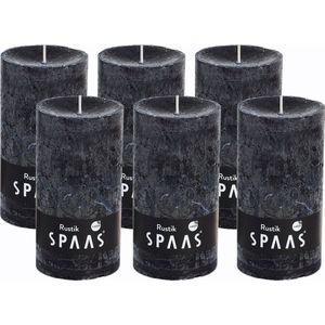 Zwarte Rustieke Cilinderkaars 68/130 mm van SPAAS© Kaarsen - Stompe Kaars - 60 branduren - Zwart - 6 stuks