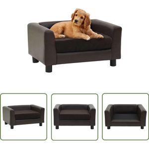 The Living Store Hondenbank 60x43x30 cm pluche en kunstleer bruin - Hondenbank - Hondenbed - Kattenbank - Huiskamer Accessoires - Interieur Decoratie