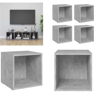 vidaXL Tv-meubelen 4 st 37x35x37 cm spaanplaat betongrijs - Tv-kast - Tv-kasten - Televisiekast - Televisiekasten