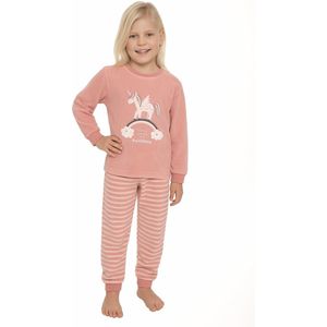 Cocodream - Meisjes Pyjama - Velours - Unicorn - Lichtroze - Maat 98