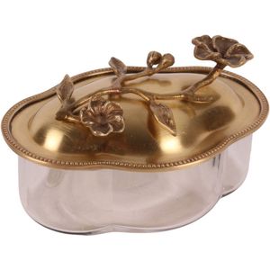 Baroque - Opberger - Deco opbergdoos koper 17 cm - 9x17x16 - Brass+glass