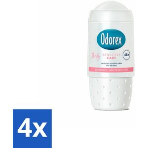 4 x Odorex Deodorant Roller Sensitive Care 50 ml - Deodorant - Gevoelige Huid - Roll-on - 48 Uur Bescherming - Bisabolol