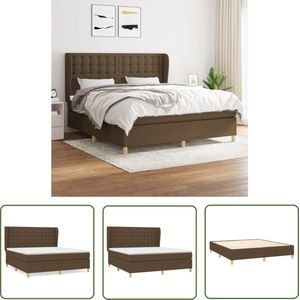 The Living Store Boxspringbed - Pocketvering Matras - Middelharde Ondersteuning - Huidvriendelijk Topmatras - Donkerbruin - 203 x 163 x 118/128 cm - The Living Store