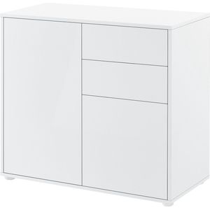 Commode Edythe - Duw en Open - 74x79x36 cm - Wit Hoogglans - Spaanplaat - Modern Design