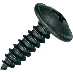 Plaatschroeven platte kop met schijf kruiskop zwart verzinkt 4,2 x 13 mm - Set van 10 stuks