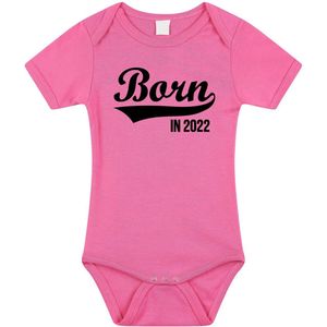 Born in 2022 tekst baby rompertje roze meisjes - Kraamcadeau/ zwangerschapsaankondiging - 2022 geboren cadeau 56