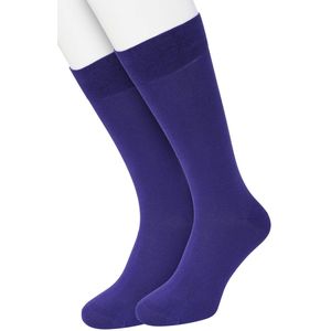 Bonnie Doon Basic Sokken Heren Donker Paars maat 40/46 - 2 paar - Basis Katoenen Sok - Gladde Naden - Brede Boord - Uitstekend Draagcomfort - Perfecte Pasvorm - 2-pack - Multipack - Effen - Dark Purple - OL6324012.206
