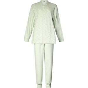 Lunatex - warme dames pyjama 124250 - aangeruwd badstof - groen - maat S