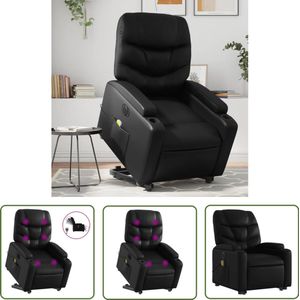vidaXL Massagestoel - Sta-op-stoel - Sta-op-massagestoel elektrisch kunstleer zwart - Elektrische Stoel - Kunstleder Stoel - Relaxfauteuil