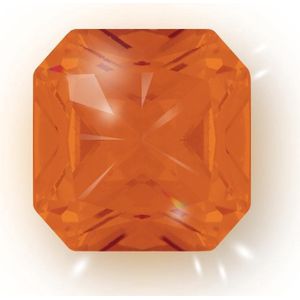 Quiges - Eligo Verwisselbaar Glas geslepen 10 mm Vierkant Zirkonia Oranje voor Zilveren Ring - 10 mm - ER10S011
