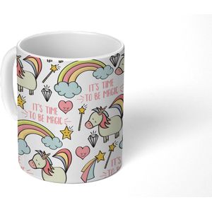 Mok - Koffiemok - Regenboog - Unicorn - Diamant - Quotes - Patroon - Mokken - 350 ML - Beker - Koffiemokken - Theemok