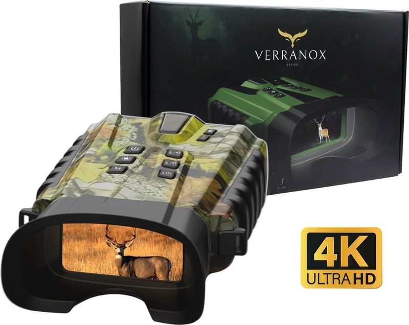 Verranox® Full-Color Nachtkijker Camo - Nachtkijker met infrarood - Verrekijker- 4K ULTRA HD VIDEO - 128GB Micro SD kaart - Mini Tripod- Night vision- 5200mAh Accu- Digitale Verrekijker