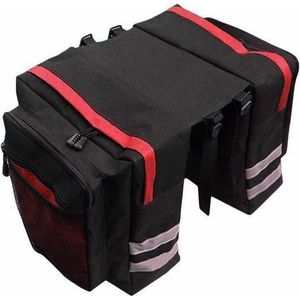Mtb Fiets Draagtas Bagagedrager dubbele FietsTas  bagage- 30 liter inhoud-transport tas- achterbank-zwart/rood kleur