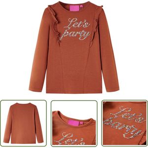 vidaXL Meisjeskleding - Kinderkleding - Kindershirt met lange mouwen 92 cognackleurig - Jongenskleding - Langmouwshirts - Cognakkleur