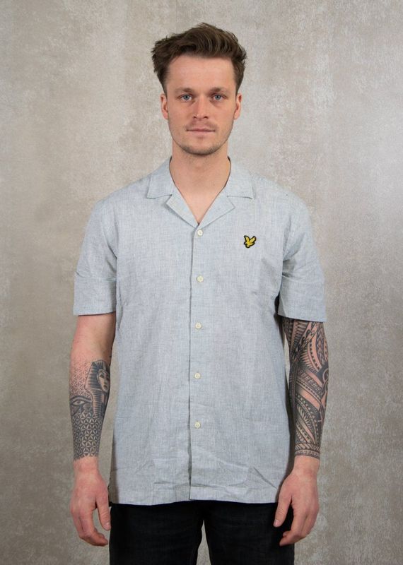 Lyle & Scott Linen Blend Oxford Revere Shirt Green Mercurial
