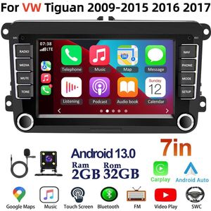 7inch Android 13 Auto Radio for VW Tiguan 2009-2015/2016/2017 | 2+32G GPS Navigatie Head Unit met Draadloos CarPlay/Android Auto, Bluetooth, WiFi, FM + Achteruitrijcamera